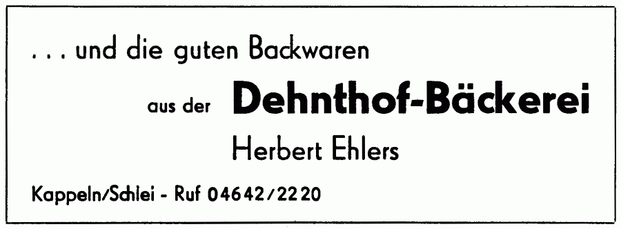 Dehnthof-Bäckerei - Anzeige von 1968
