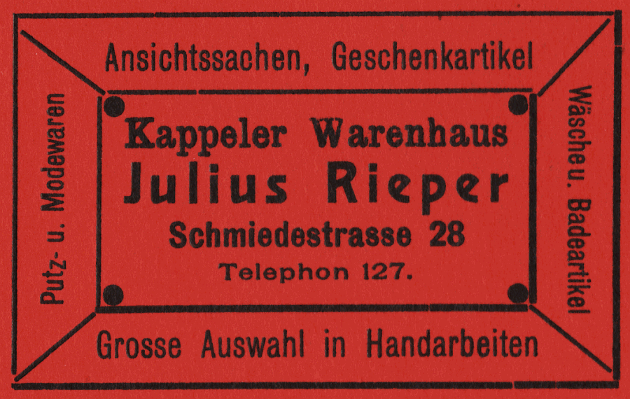Julius Rieper - Anzeige von 1910