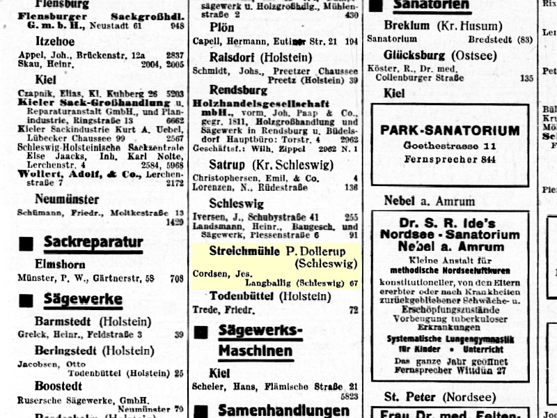 Branchenverzeichnis (evtl. 1913)