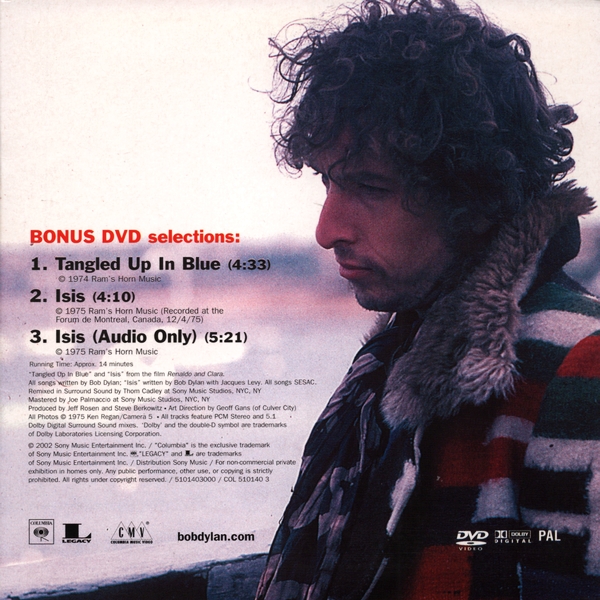 Bob Dylan Live 1975 - Bonus-DVD-Cover (2002)