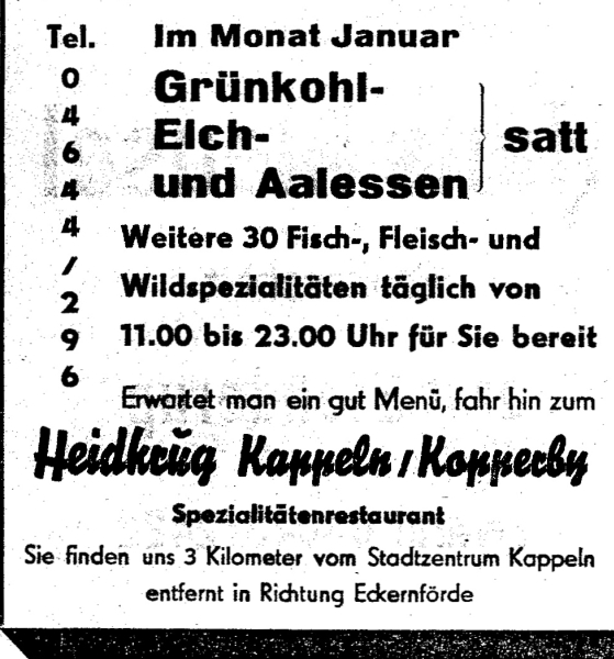 Heidkrug Kopperby - Anzeige vom Januar 1976