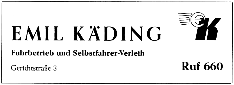Kappeln - Emil Käding - Anzeige von 1956
