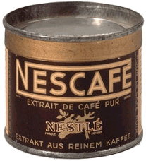 Nescafé-Dose aus Weissblech (1938) - Foto: Alimentarium, Museum der Ernährung