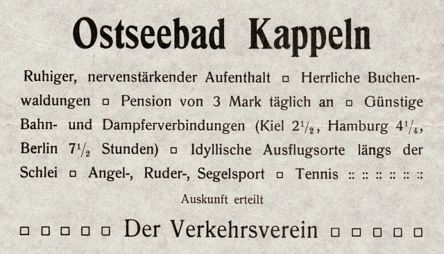Ostseebad Kappeln – „Flyer“ um 1910